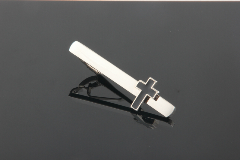 Клип за вратовръзка от мед с геометричен кръст дизайн, плоска глава, унисекс, епоксидно покритие