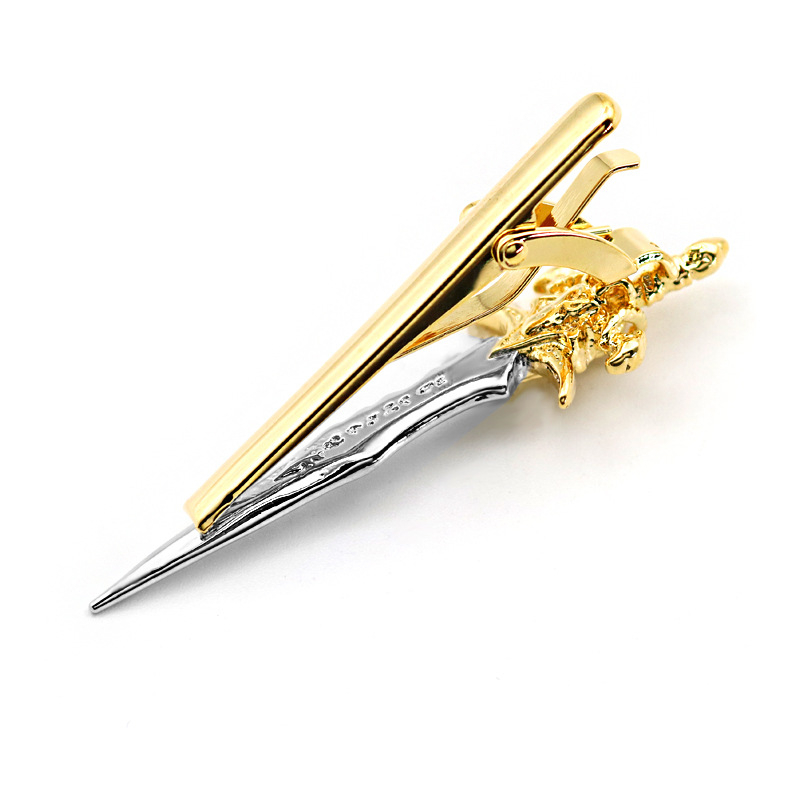 Клипс за вратовръзка с дизайн меч, меден метал, електроплатиран, мъжки стил