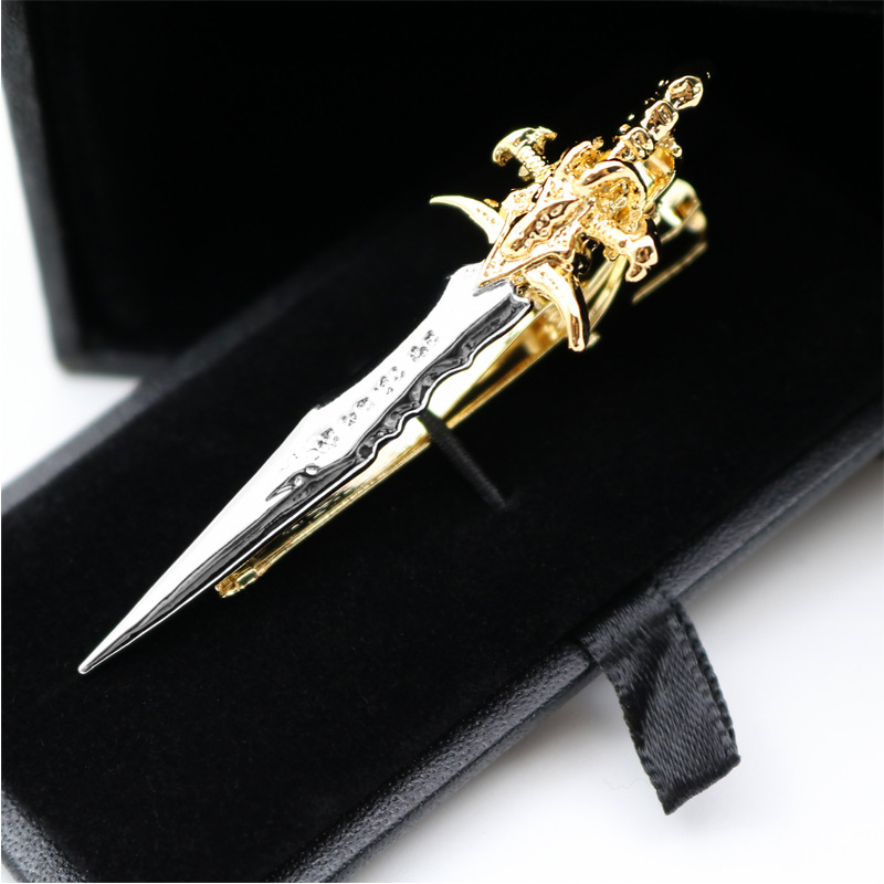Клипс за вратовръзка с дизайн меч, меден метал, електроплатиран, мъжки стил