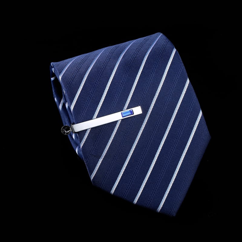 Ανδρικό κλιπ γραβάτας με κρύσταλλο σε ένθετο, χαλκός, 24K καθαρότητα, γεωμετρικός σχεδιασμός με επίπεδη κεφαλή (κλιπ γραβάτας; άνδρας; χαλκός; 24K; κρύσταλλο)