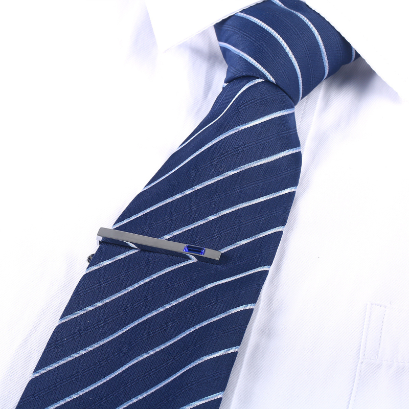 Ανδρικό κλιπ γραβάτας με κρύσταλλο σε ένθετο, χαλκός, 24K καθαρότητα, γεωμετρικός σχεδιασμός με επίπεδη κεφαλή (κλιπ γραβάτας; άνδρας; χαλκός; 24K; κρύσταλλο)