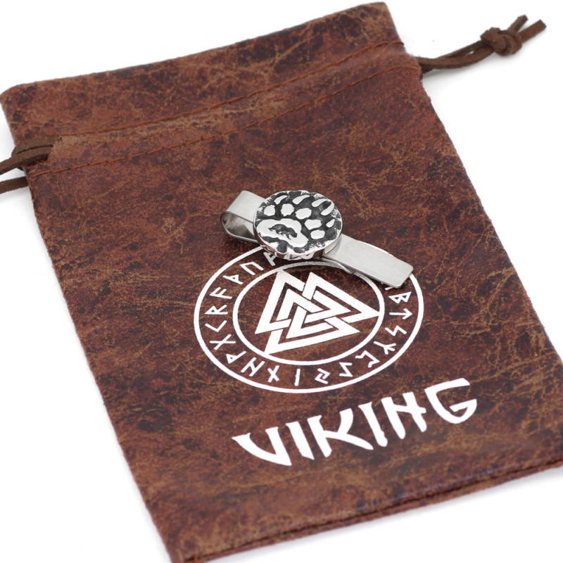 Kravata spojnica od titan čelika, nordijski vikinški motiv s motivima medvje šape i vilinih šapa, ravna glava, retro stil, unisex za odrasle