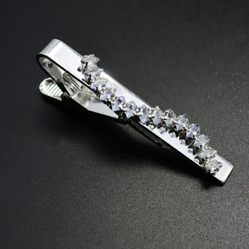 Klip za kravatu sa cirkonima, geometrijski uzorak, ravna glava, unisex, elektroplatinirani metal