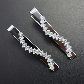 Klip za kravatu sa cirkonima, geometrijski uzorak, ravna glava, unisex, elektroplatinirani metal