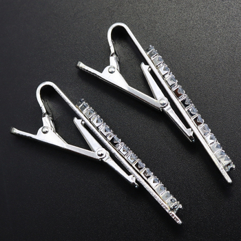 Klip za kravatu sa cirkonima, geometrijski uzorak, ravna glava, unisex, elektroplatinirani metal