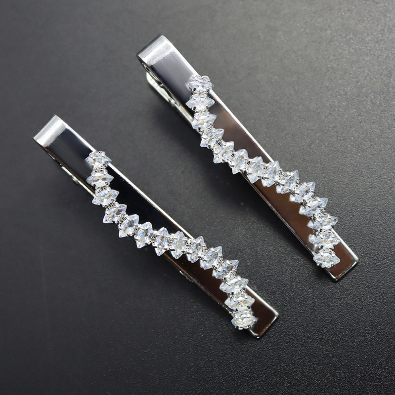Klip za kravatu sa cirkonima, geometrijski uzorak, ravna glava, unisex, elektroplatinirani metal