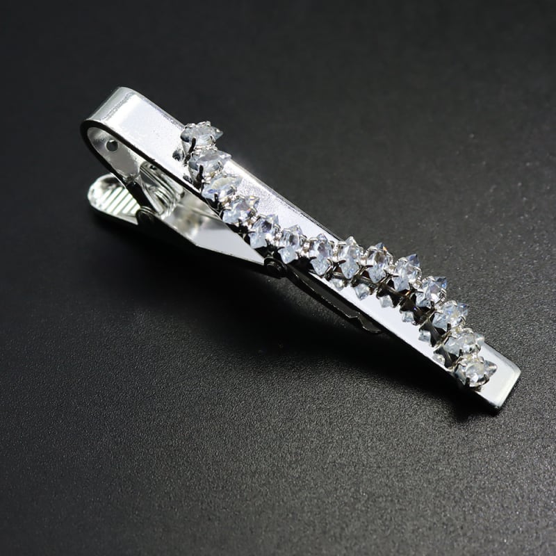 Klip za kravatu sa cirkonima, geometrijski uzorak, ravna glava, unisex, elektroplatinirani metal