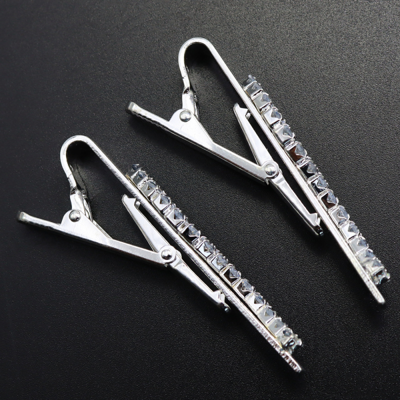 Klip za kravatu sa cirkonima, geometrijski uzorak, ravna glava, unisex, elektroplatinirani metal