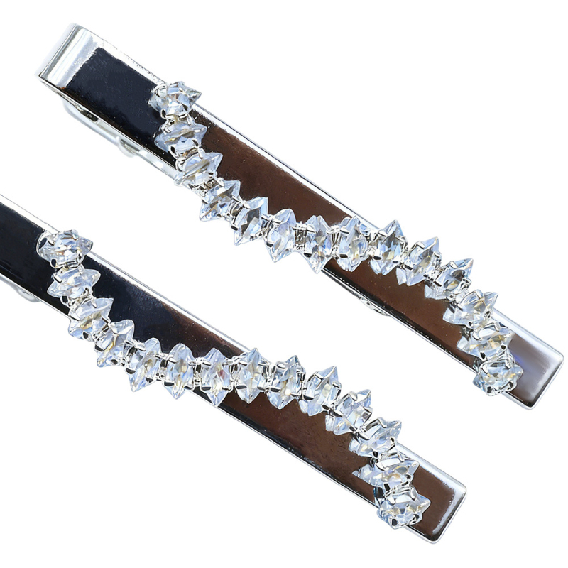 Klip za kravatu sa cirkonima, geometrijski uzorak, ravna glava, unisex, elektroplatinirani metal