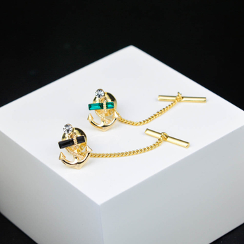 Клип за вратовръзка, геометрично едноцветно цвете на яка, електроплатирана сплав 18K, плоска глава, мъжки вечерен стил