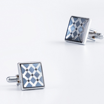 Set de butoni pentru manșete și clips pentru guler, design geometric, simplu, unisex, fier, placare electrolitică