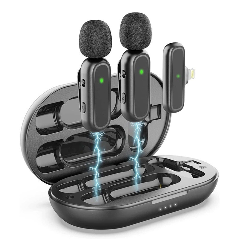 K61 Microfon lavalier cu husă de încărcare — Omnidirecțional, Microfon profesional de înregistrare, Baterie încorporată 300–500 mAh, Domeniu de frecvență 60 Hz–15 kHz, SNR ≥70 dB, pentru înregistrări video live