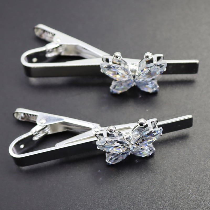 Klip za kravatu s kristalnim leptirjem, rhinestones, oblik insekta, životinjski motiv, unisex visoke klase, elektroplatirano završetak