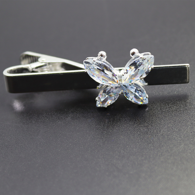 Klip za kravatu s kristalnim leptirjem, rhinestones, oblik insekta, životinjski motiv, unisex visoke klase, elektroplatirano završetak