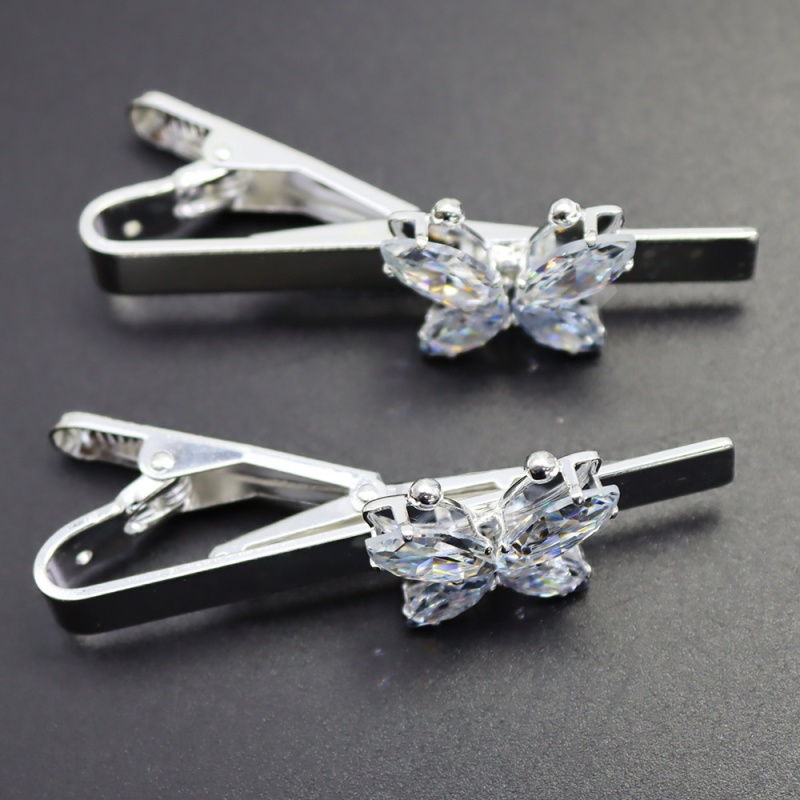 Klip za kravatu s kristalnim leptirjem, rhinestones, oblik insekta, životinjski motiv, unisex visoke klase, elektroplatirano završetak
