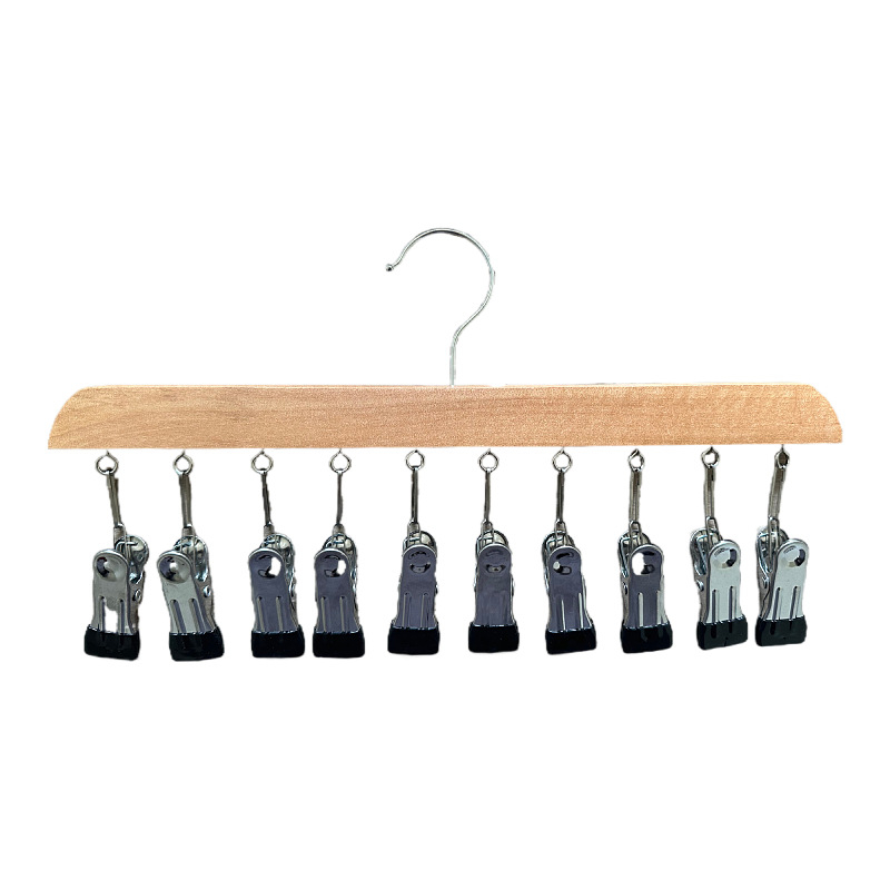 Ruilin drvena višeklipna vješalica za pohranu, 10 kopči, RL0043, sklopiva