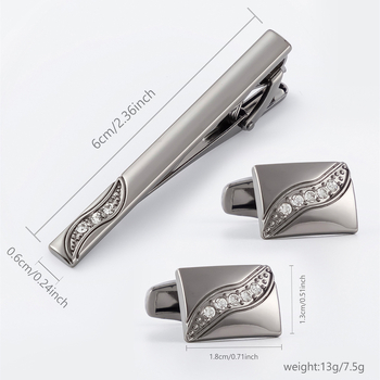 Kaklapaide klips ja mansettide komplekt – metall, unisex, geomeetriline kuju, elektroplating, kristall