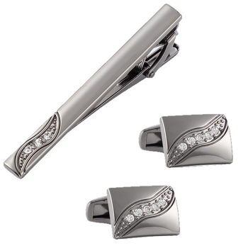 Kaklapaide klips ja mansettide komplekt – metall, unisex, geomeetriline kuju, elektroplating, kristall