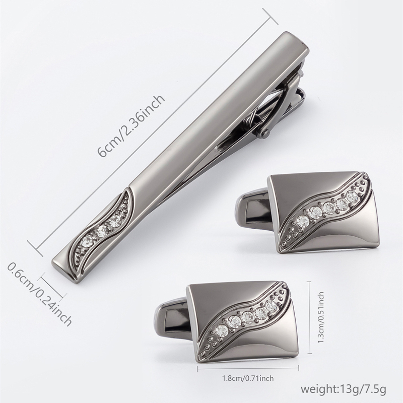 Kaklapaide klips ja mansettide komplekt – metall, unisex, geomeetriline kuju, elektroplating, kristall