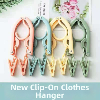 Ruhaakasztó klippel – teleszkópos, hordozható összecsukható ruhatartó (műanyag, 100% új anyag; ruhák, nadrágok és nyakkendők számára)
