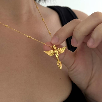 Vijak s žezrom, Pegazom, križem i irisom — pozlata bakra, ekološki materijal, kineski stil, književni retro