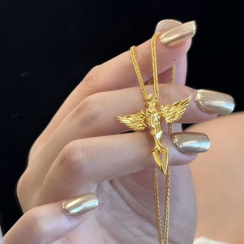 Vijak s žezrom, Pegazom, križem i irisom — pozlata bakra, ekološki materijal, kineski stil, književni retro