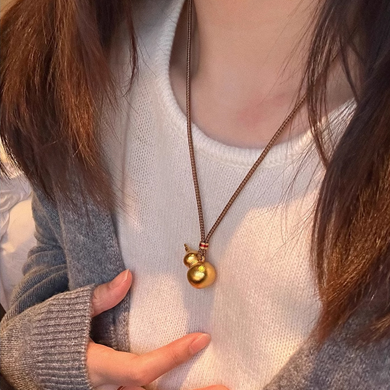 Colier cu pandantiv în formă de dovleac, lucrat manual, unisex, lanț clasic