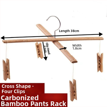 Bambusz nadrág tartó állvány 4 klippel, összecsukható, modell 018