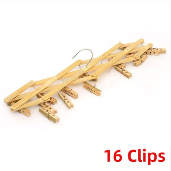 Bambusest teleskoopiline riidepuu 16 klipsiga, tõmmatav ja kokkupandav, sobib riietele, rätikutele ja sokkidele