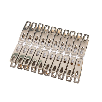 Rozsdamentes acél szárítóklipek, 20 síklip, 500 darabos csomag, tömeg 51 g, modern minimalista dizájn