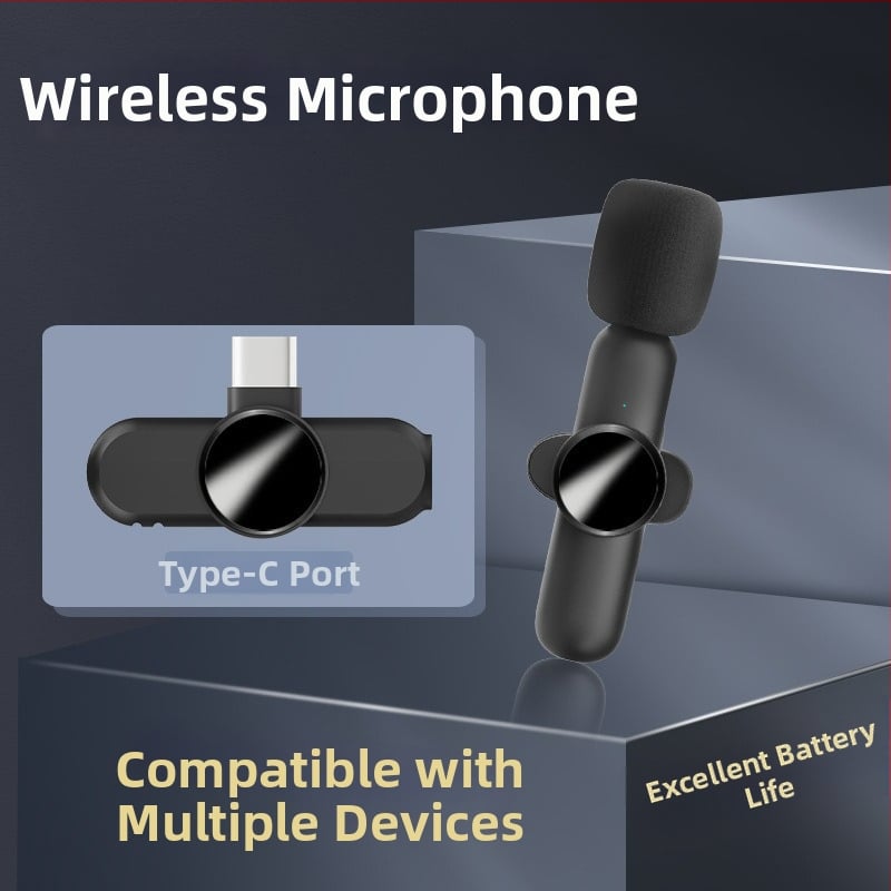 Microfon Lavalier cu baterie încorporate pentru transmisie în direct și interviuri, autonomie 3–6 ore, răspuns în frecvențe 20 Hz–20 kHz, SNR ≥60 dB