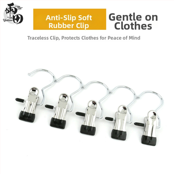 S-alakú fém tárolóclip, hajtogatható, műanyag bevonattal, csúszásmentes, ruházathoz és zoknikhoz, modell 01