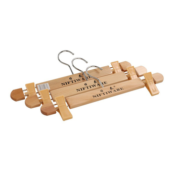 Raft pentru pantaloni din lemn cu clipsuri – Zhongtai, stil casnic, pentru umerașe, pantaloni și cravate