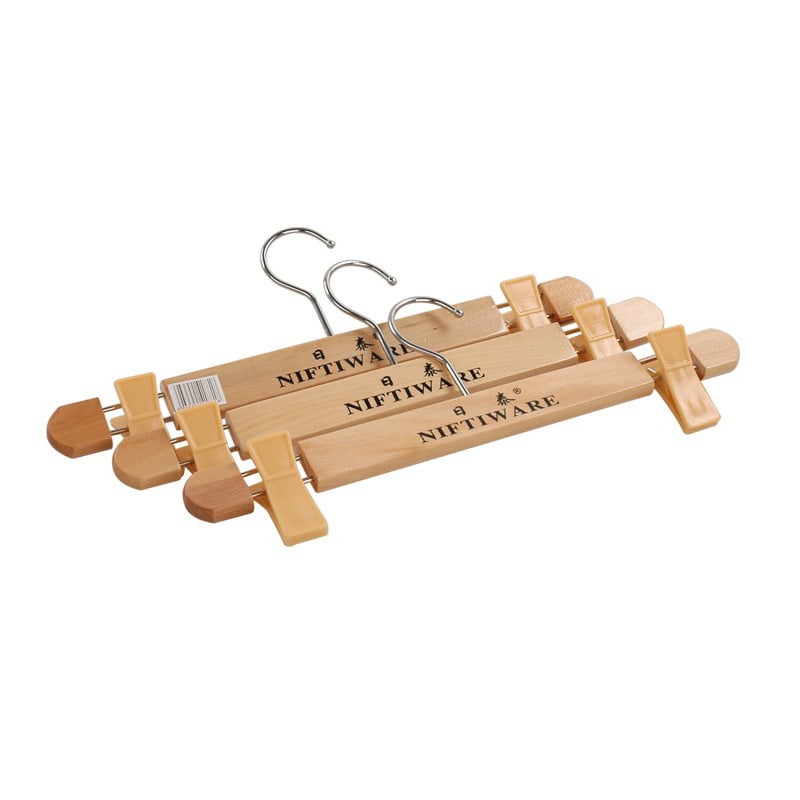 Raft pentru pantaloni din lemn cu clipsuri – Zhongtai, stil casnic, pentru umerașe, pantaloni și cravate