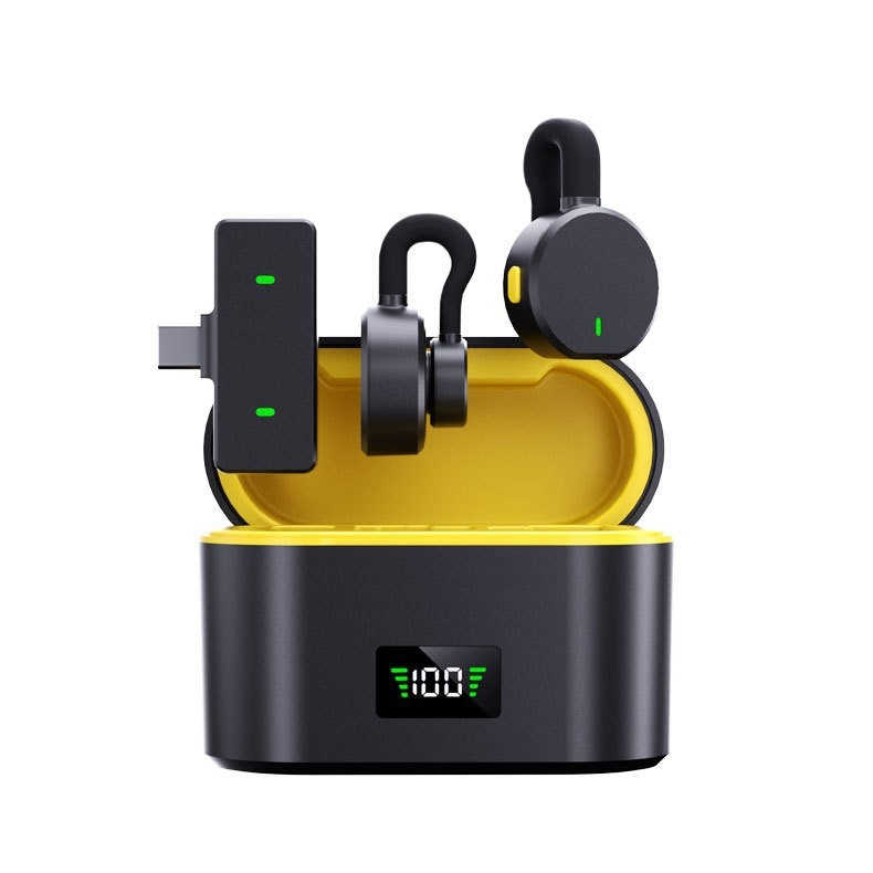 Microfon Lavalier cu clips pentru streaming live, omnidirecțional, interval de frecvențe 40 Hz–20 kHz, baterie încorporată 300–500 mAh, autonomie 3–6 ore