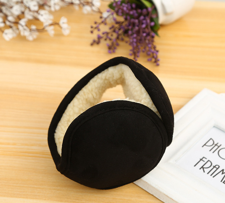 Sulgveõetud seamisnahkkõrvakaitsmed plüüsvoodriga, selja-kandmise stiil, monokromaatne muster