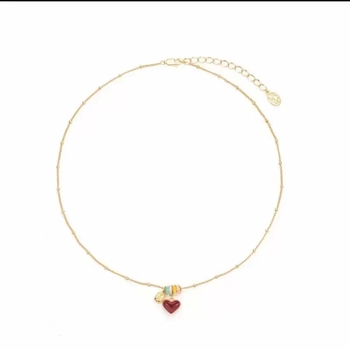 Colier cu inimă dublă, din aliaj de cupru, pandantiv placat cu aur 18k, lanț clavicular, stil Xiaoxiangfeng, proaspăt și dulce