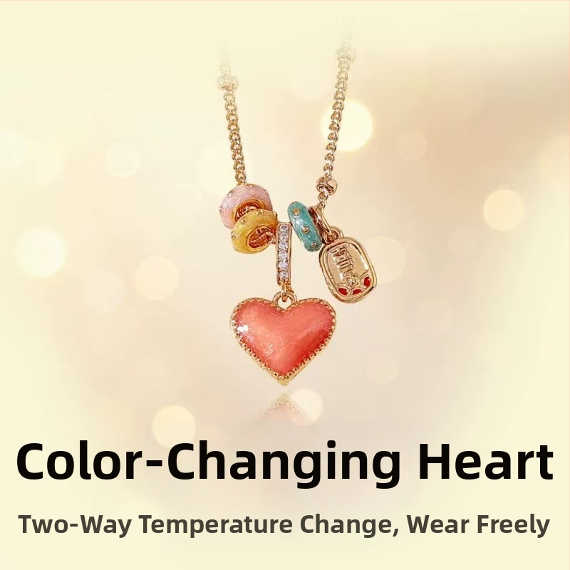 Colier cu inimă dublă, din aliaj de cupru, pandantiv placat cu aur 18k, lanț clavicular, stil Xiaoxiangfeng, proaspăt și dulce