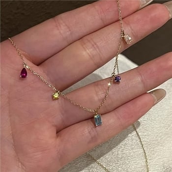 Colier din cupru cu lanț încrucișat și pandant din cupru, placare cu aur, stil proaspăt și dulce, pentru femei