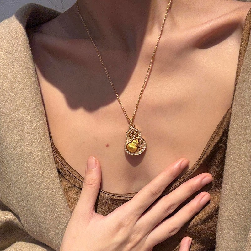 Colier geometric din cupru, lanț dublu-strat, placare electroplată, pentru femei