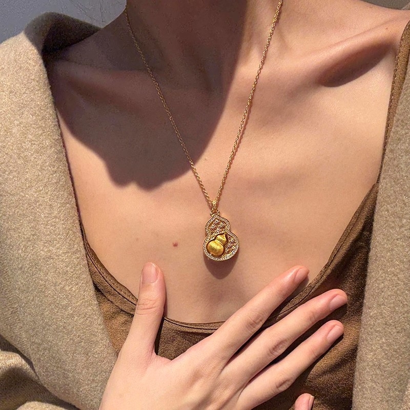 Colier geometric din cupru, lanț dublu-strat, placare electroplată, pentru femei