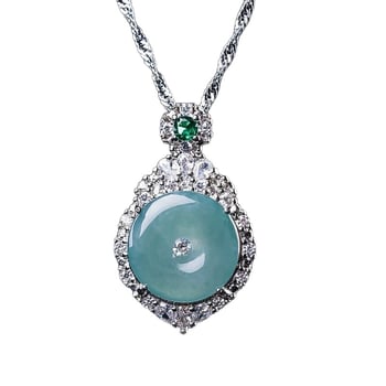 Colier cu jad – formă geometrică, încrustare jad, brand Zhuoyuxuan, stil Natural