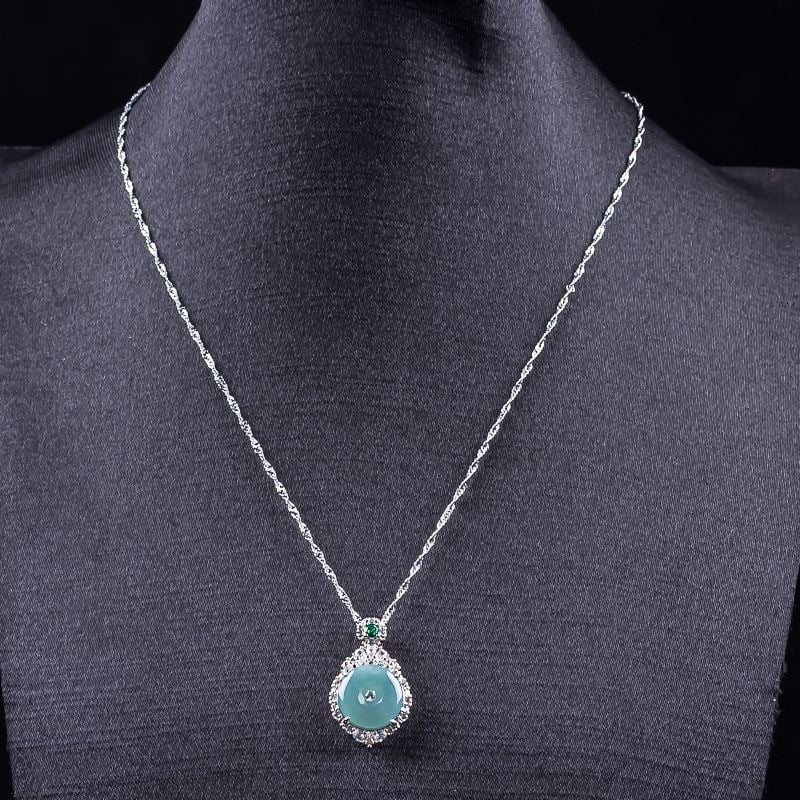 Colier cu jad – formă geometrică, încrustare jad, brand Zhuoyuxuan, stil Natural