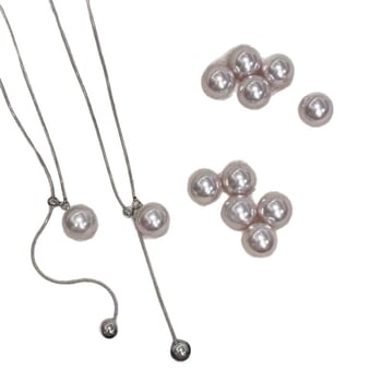 Colier cu pandantiv din perle artificiale, lanț tip șarpe, lungime reglabilă 61–70 cm, electroplacat, stil geometric-sport