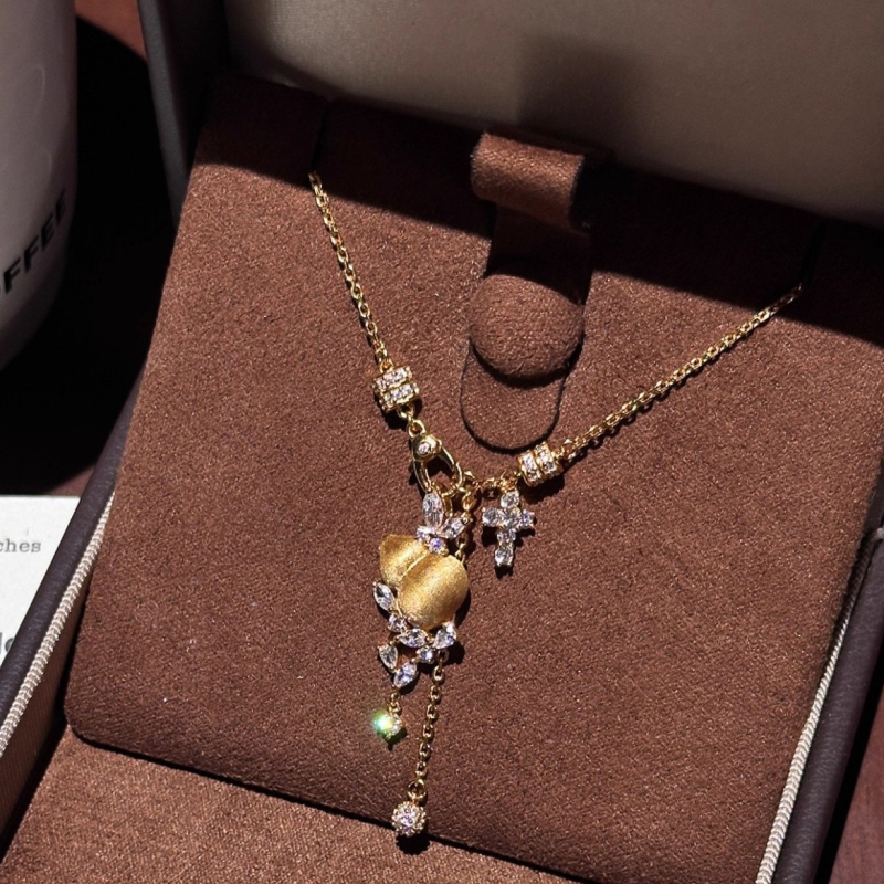 Colier cu pandantiv în formă de cruce din cupru, geometric, finisaj electroplacat, multistrat, pentru femei