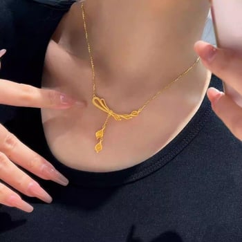 Colier din argint placat cu aur, pandantiv în formă de Calla Lily cu ciucuri, lanț pentru decolteu, stil pastoral