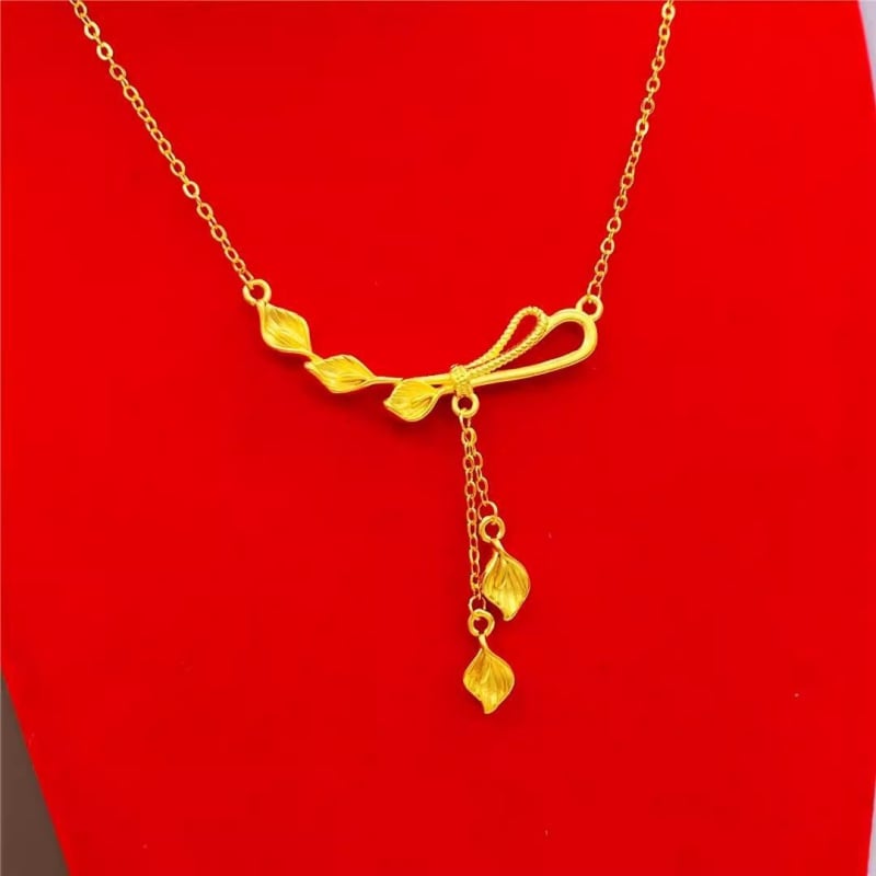 Colier din argint placat cu aur, pandantiv în formă de Calla Lily cu ciucuri, lanț pentru decolteu, stil pastoral