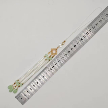 Qipao rever dekoratív gyöngyös lánc – négyzetes sarkok és vízcsepp alakú gyöngyök, mesterséges gyöngyök, Zhongli Youfang