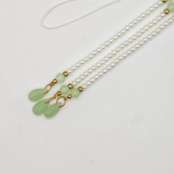 Qipao rever dekoratív gyöngyös lánc – négyzetes sarkok és vízcsepp alakú gyöngyök, mesterséges gyöngyök, Zhongli Youfang