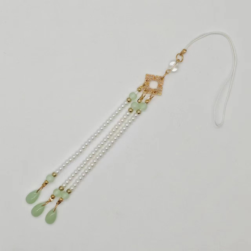 Qipao rever dekoratív gyöngyös lánc – négyzetes sarkok és vízcsepp alakú gyöngyök, mesterséges gyöngyök, Zhongli Youfang